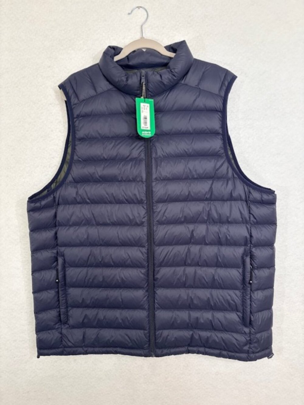 Solaris Down Vest Mens 2XT Navy Packable Travel Bag Tall Lightweight Warm NWT